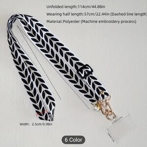 Black and White Leaf Pattern Cellphone Lanyard Adjustable With Faux Pearl Detail